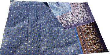 Thick Printed Batik Cotton Fabric in Thai Print 70x40 inches, Medium Blue