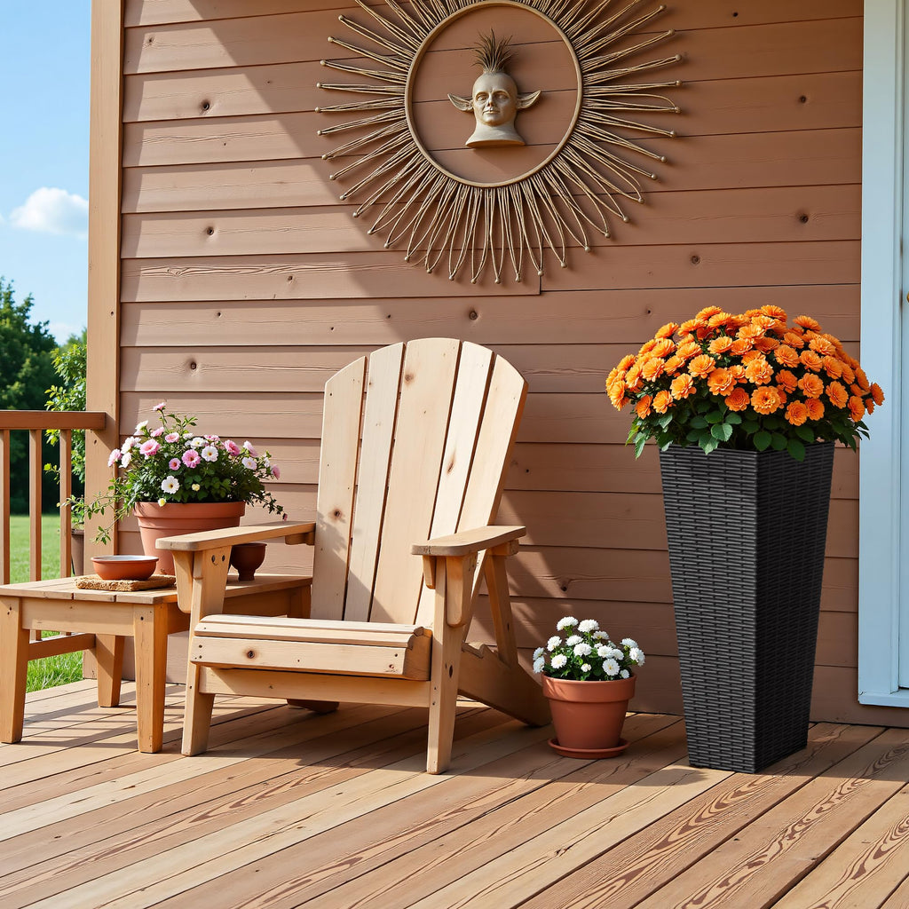 Resin 23.6'' Tall Planters, Large Taper Outdoor Planter