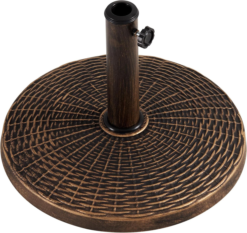 22 lbs Heavy Duty Outdoor Umbrella Base 18" Round Patio All-Weather Umbrella Stand Market Umbrella Base Bronze