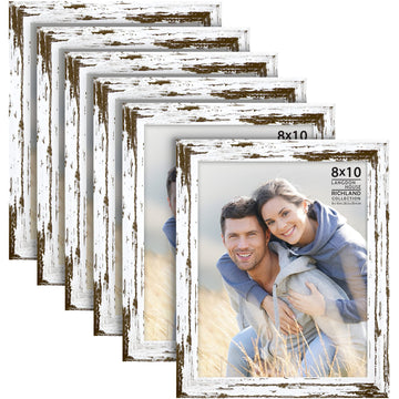 8x10 Picture Frames (Distressed White, 6 Pack) Farmhouse Style, Richland Collection
