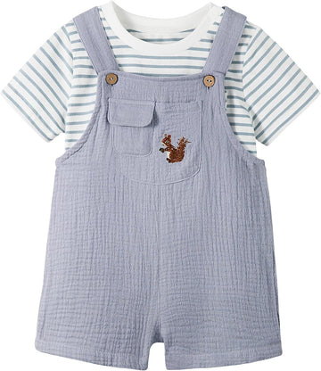Baby Boy Short Overalls Cotton Gauze Shortall