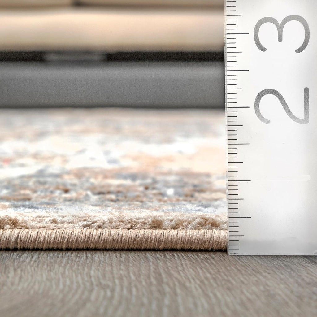 Thea Beige Medallion Power Loomed Area Rug