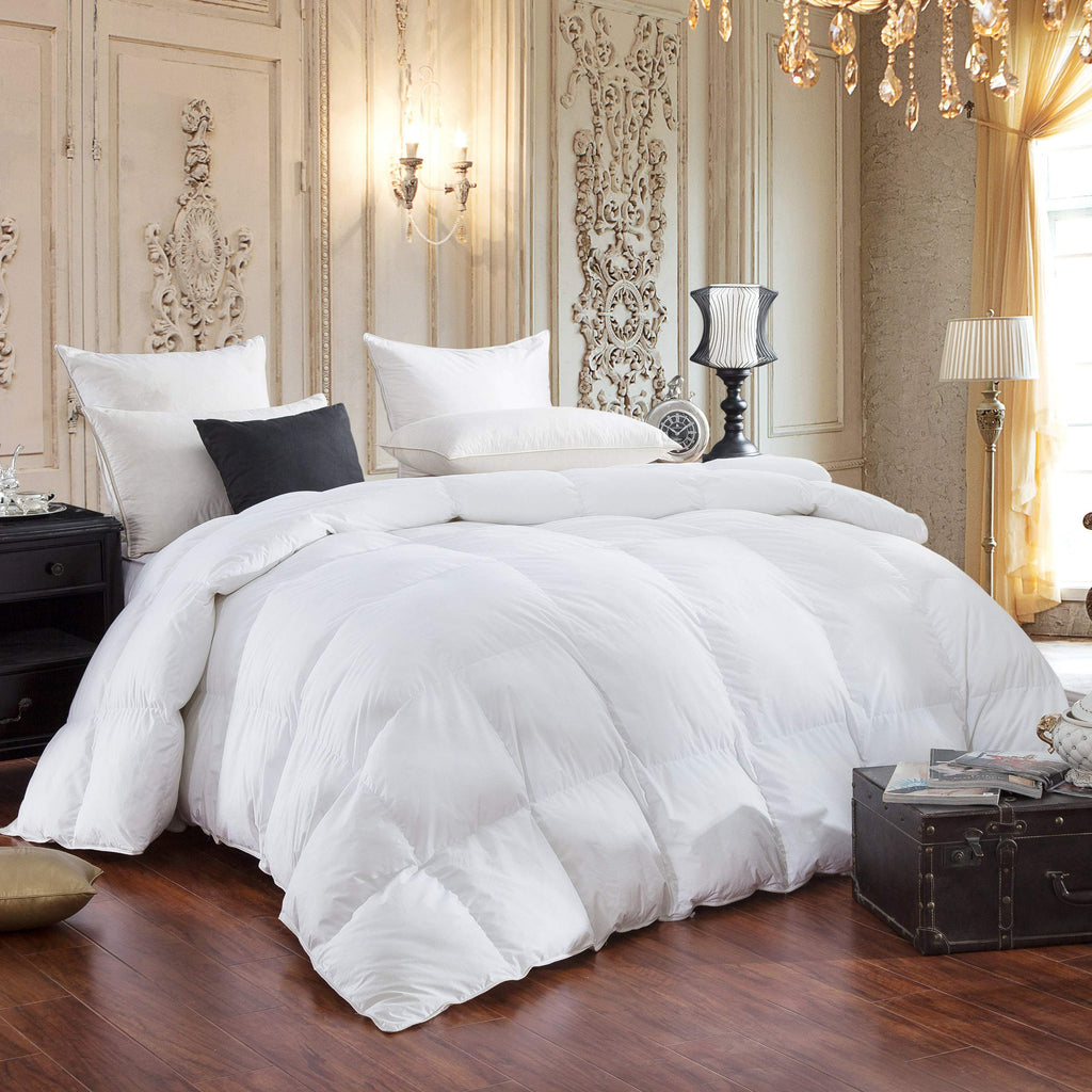 600-Thread-Count Egyptian Cotton Siberian Goose Down Comforter, 80 oz. Fill Weight, Cal King, Solid White (California