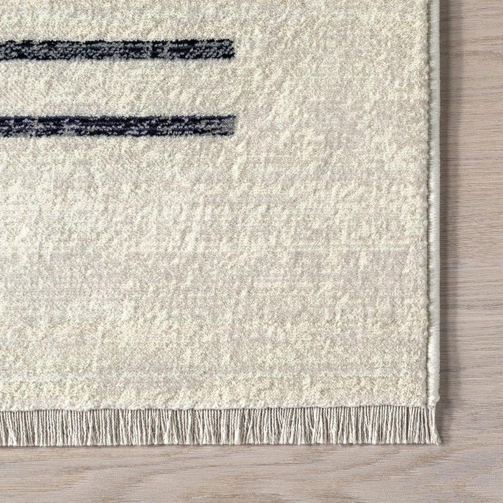 Keeva Beige Striped Power Loomed Area Rug