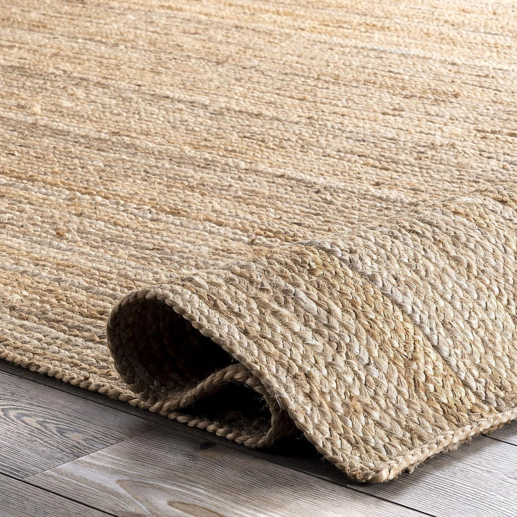 Jute Braided Area Rug, Handcrafted Traditional Farmhouse Carpet , Natural Home Décor, Eco-Friendly, 8 x 10 Feet