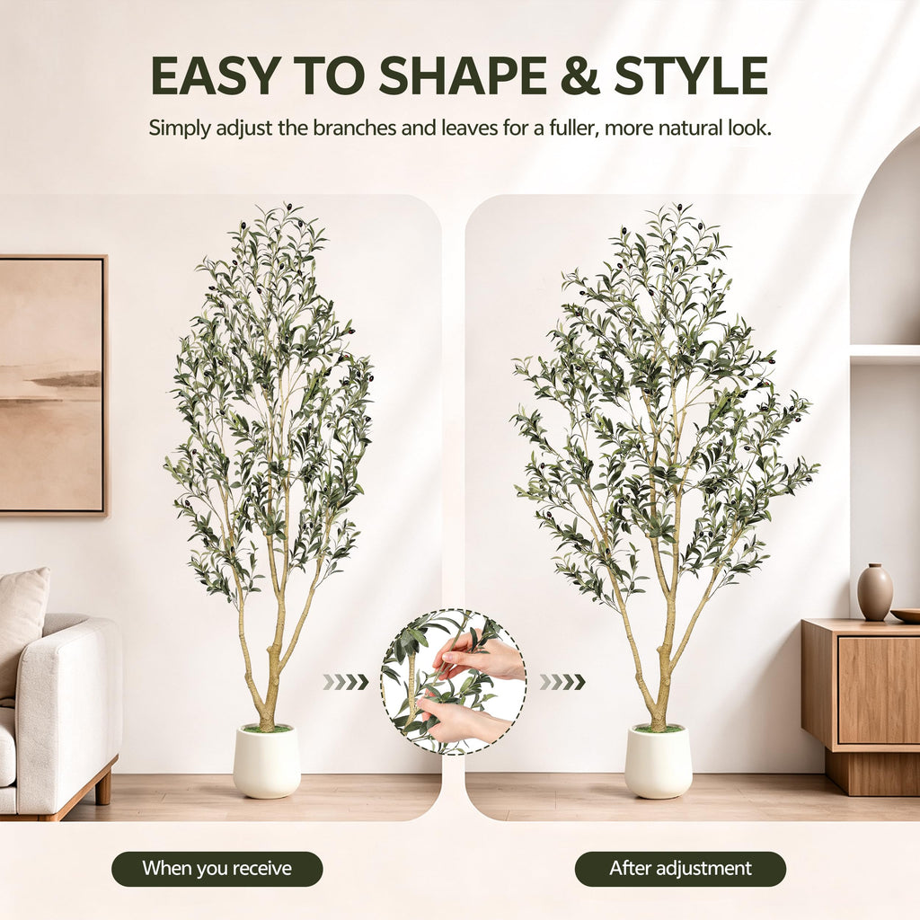 Olive Trees Artificial Indoor 7ft with White Tall Planter