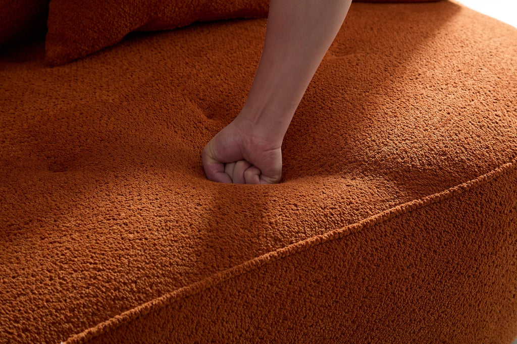 109''Curved Sectional Sofa, Boucle Fabric Sectional Sofa Couch, Fabric Upholstery Couch for with Pillows