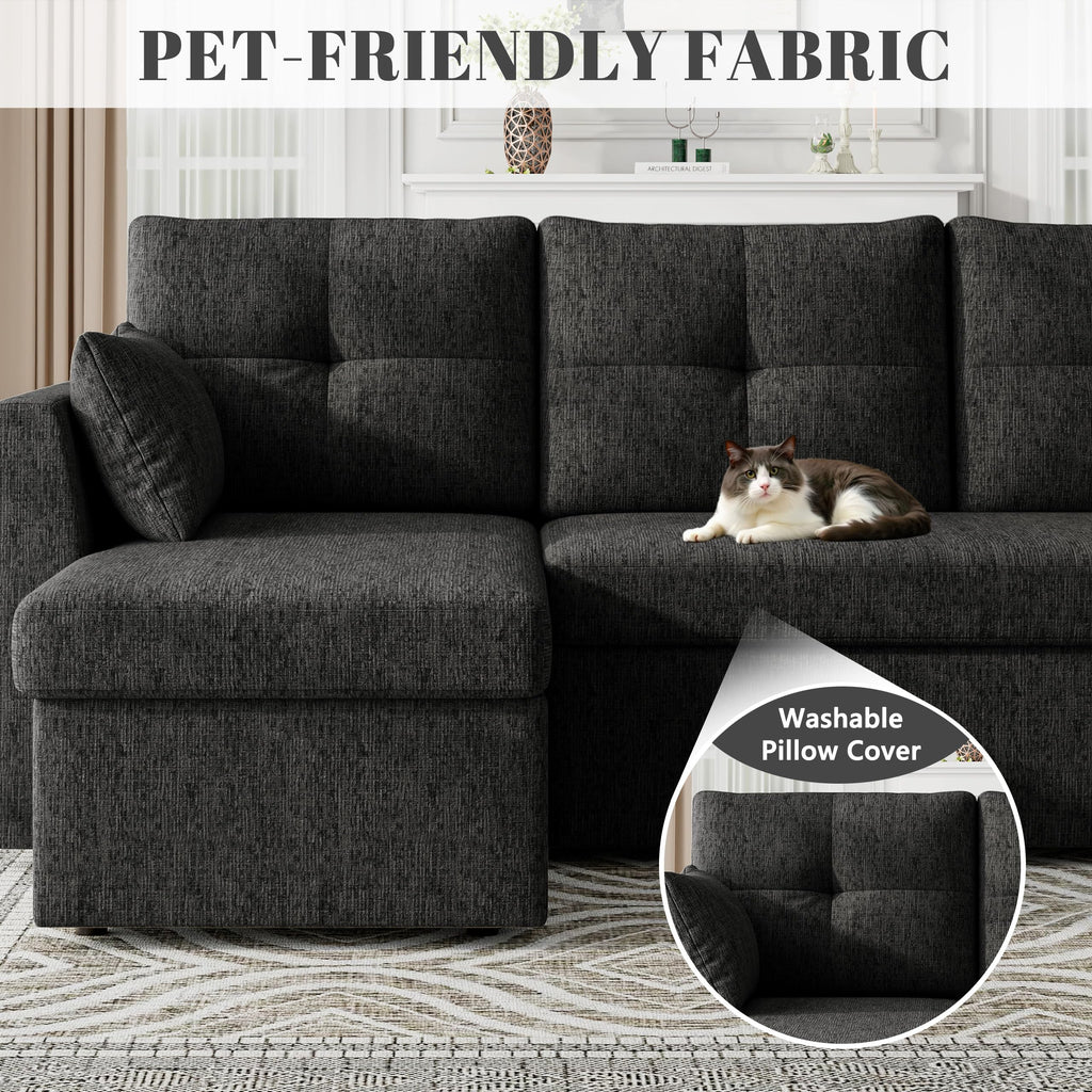 Sleeper Sofa Couch, Sectional Sofa Bed, Black