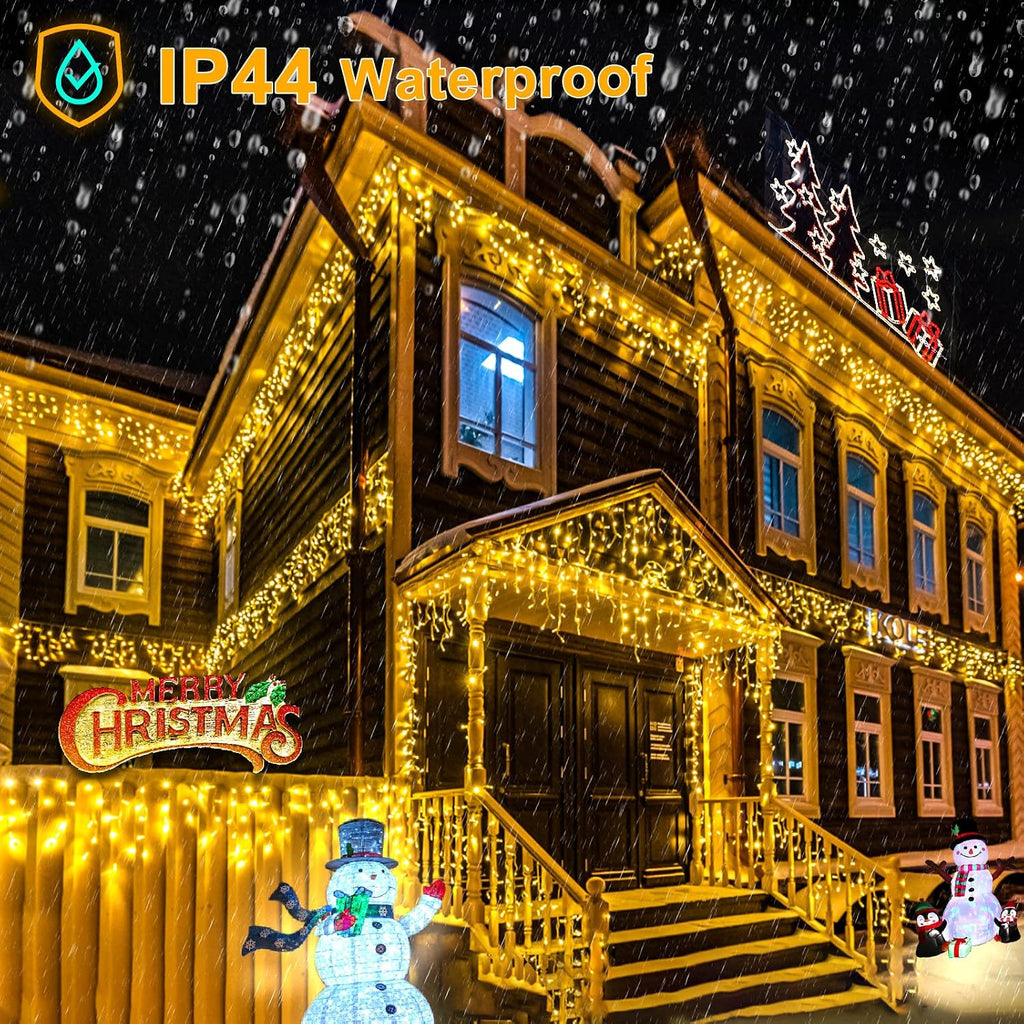 Icicle Lights for Outside Christmas Lights Outdoor 66ft 640 LEDs Warm White