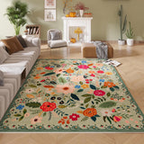 Area Rugs 9x12 Living Room Clearance Washable Boho Rug Non Slip Floral Vintage Low Pile Large Rug fo