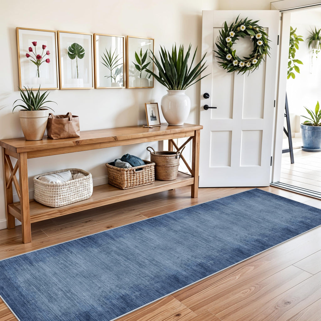 Washable Hallway Runner Rug - Non-Slip Modern Abstract Neutral Low-Pile Stain-Resistant Carpet Runner Entryway