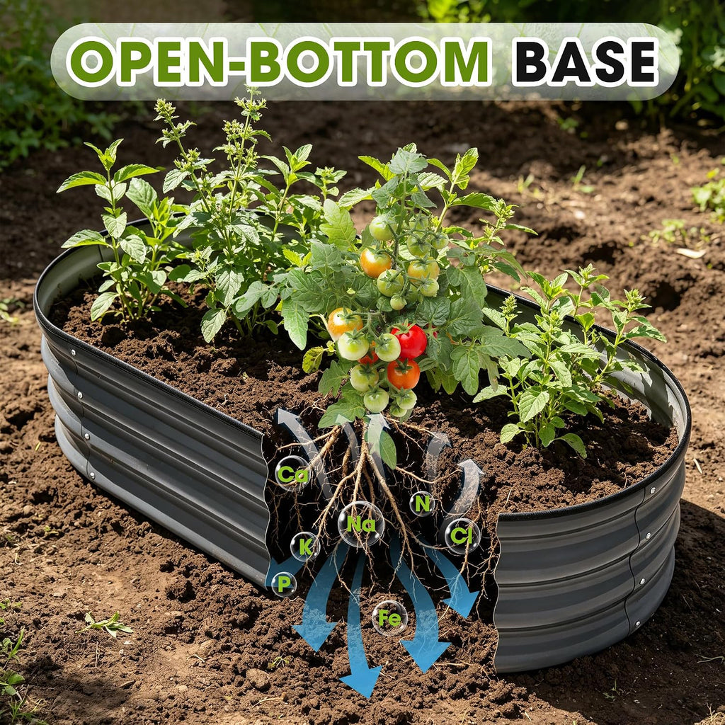 6x3x1.5ft Galvanized Raised Garden Bed Outdoor, 18'' Oval Large Metal Planter Garden Boxes for Gardening, Planting