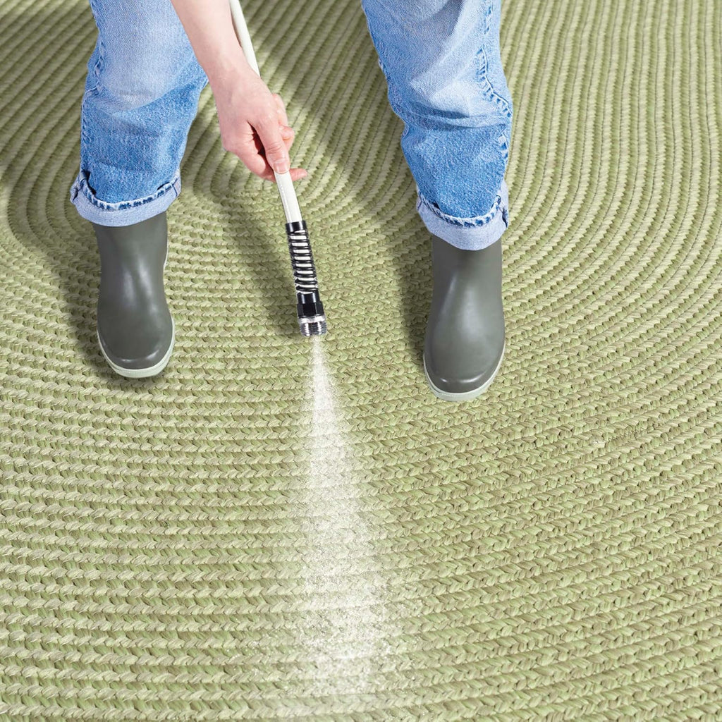 Braided Indoor/Outdoor Washable Oval Rug 4x6, Sage BRD317W