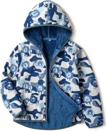 Boys Girls Polar Fleece Jacket with Hood Toddler Coat 2-12 Years
