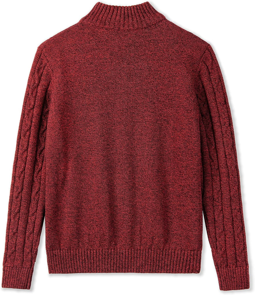 Boys Sweater Cotton Quarter Zip Sweater Kids Cable Knit Pullover