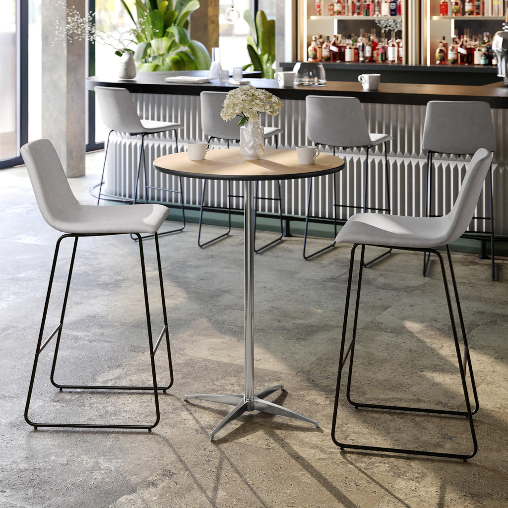 Lars 30" Round Cocktail Table with 30" and 42" Columns, Adjustable Standard or Bar Height Round Table for Events or
