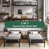 Bunk Bed Twin Over Twin, Heavy Duty Metal Bunkbeds with Ladder and Full-Length Guardrail