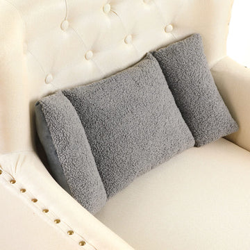 Fleece Lumbar Support Pillow 3 Section Chair, Gray