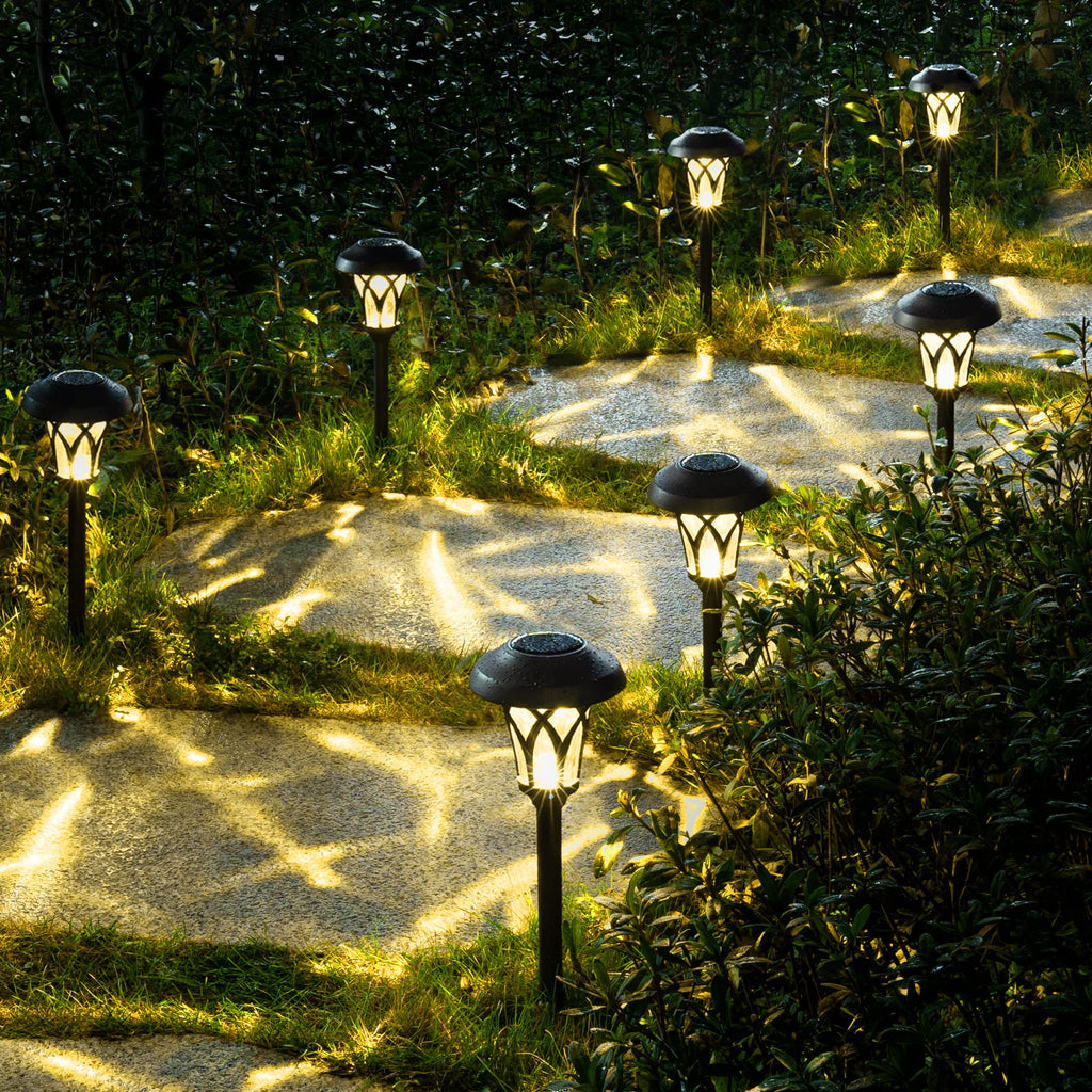 Solar Pathway Lights Outdoor, Metal Glass & ABS Landscape Lights
