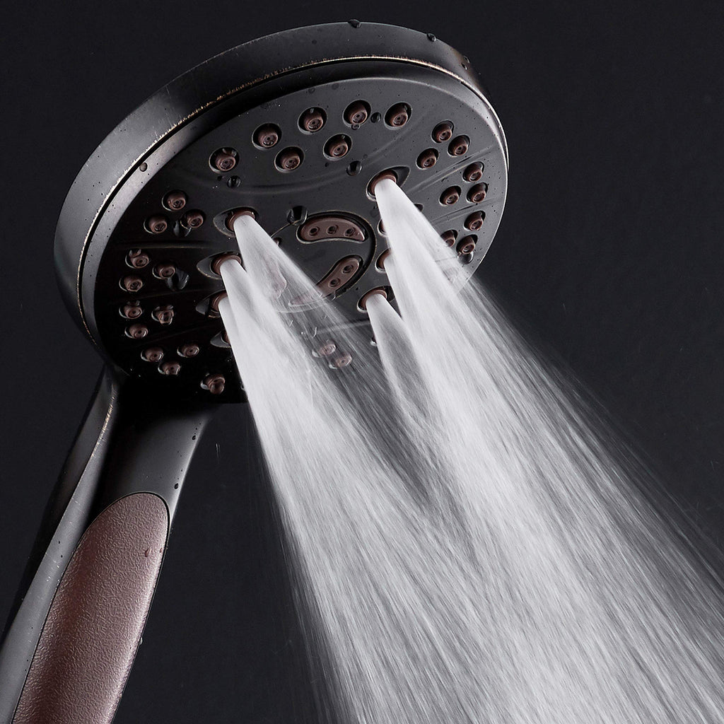 High Pressure 6-setting Luxury Handheld Shower Head, 6 Foot Stainless Steel Hose, Anti Clog Jets, Anti Slip Grip, Top