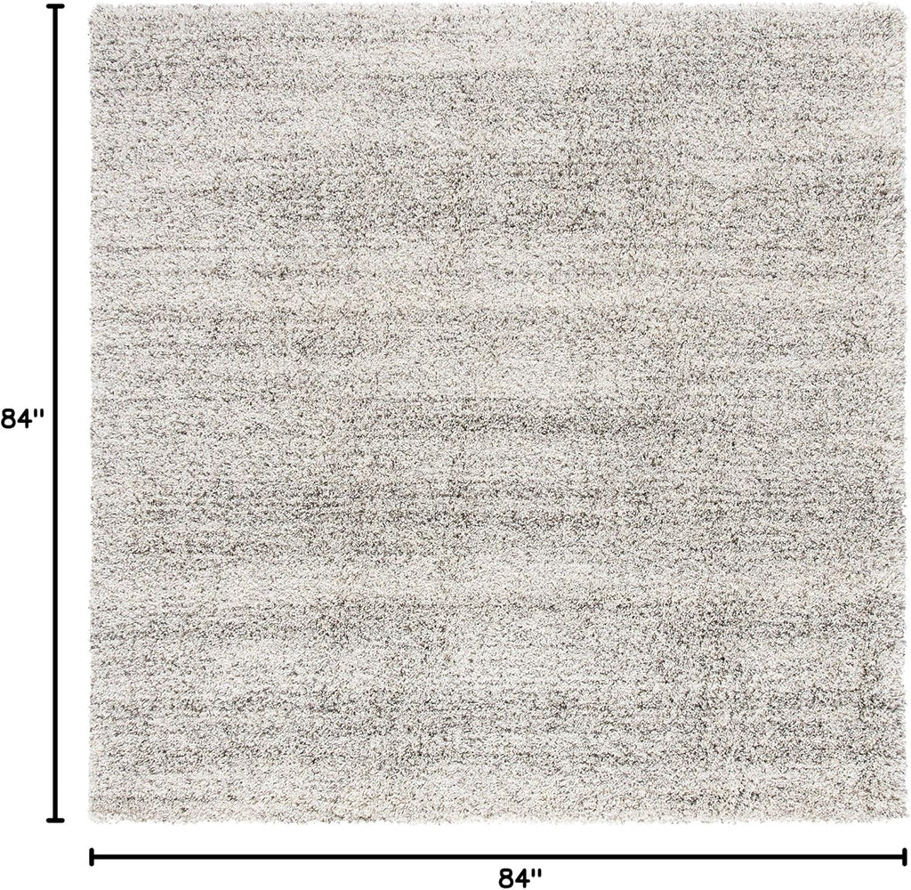 Hudson Shag Square Rug 7', Plush Ivory & Grey SGH295B