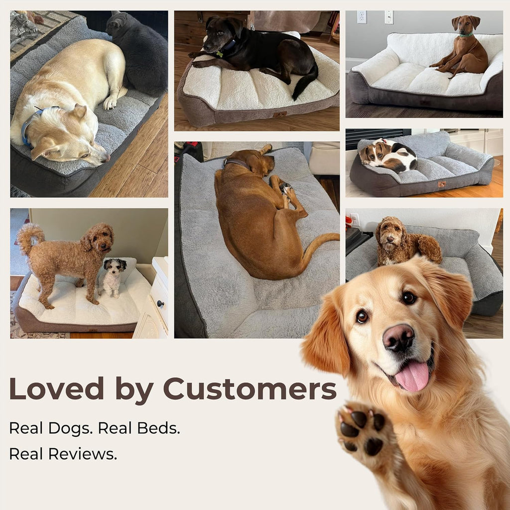 XL Extra Thick Orthopedic Bolster Dog Bed for Large Dogs
