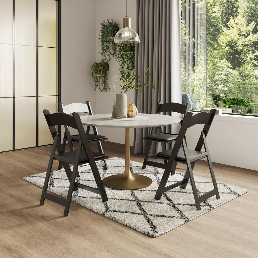 Resin Folding Chairs, Padded Seat, 800 lb, Black, 200 Pack