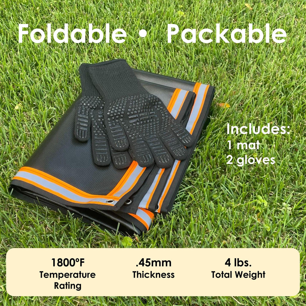 Fire Pit Mat & Grill Pad, 67x60 XL Deck Protector, BBQ, Grass
