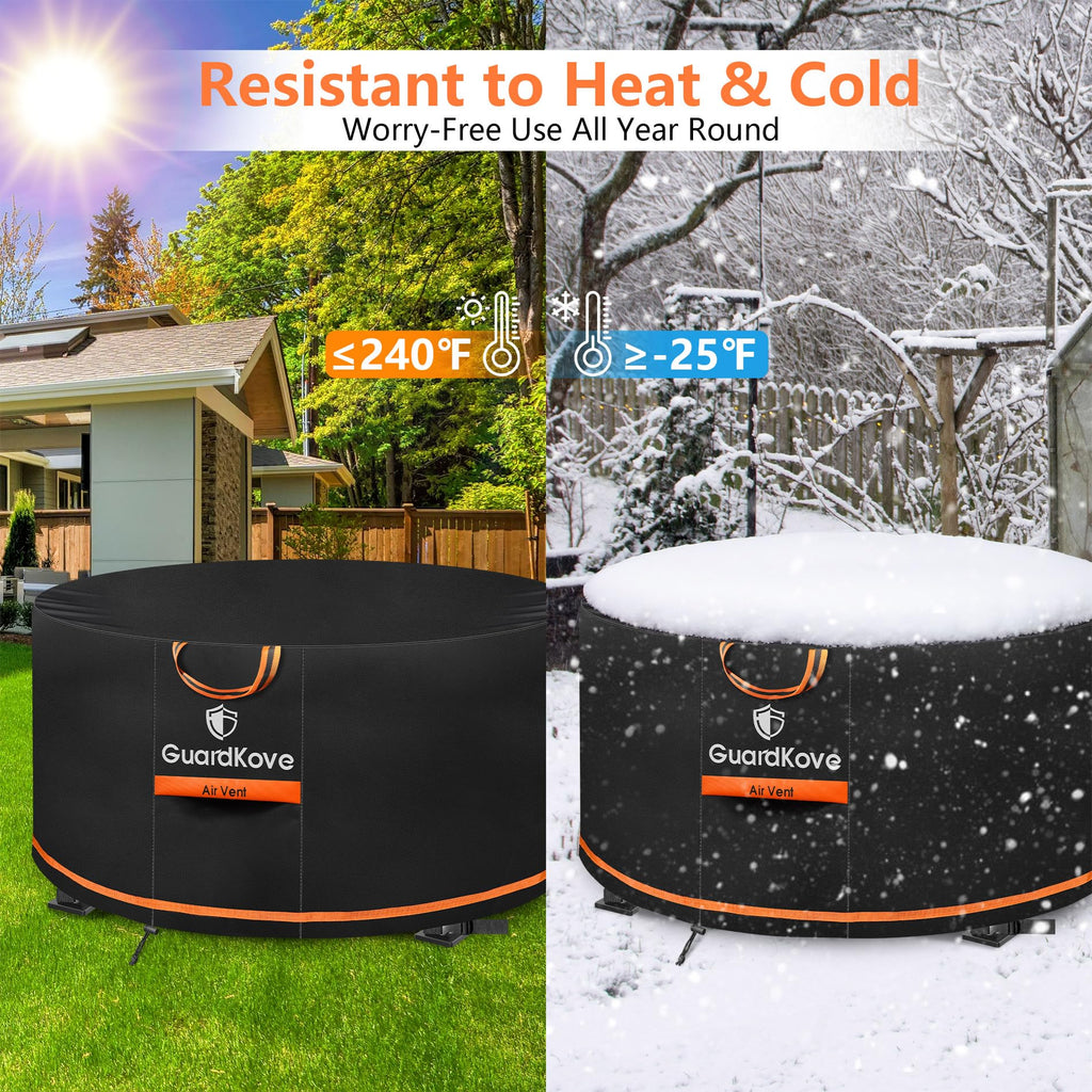 Upgraded 1000D Heavy Duty Fabric] 44 inch Fire Pit Cover Round