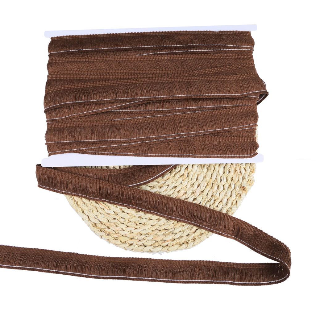 1 Inch Chainette Fringe Fabric Trim Brush Fringe Trim,Coffee - 12M