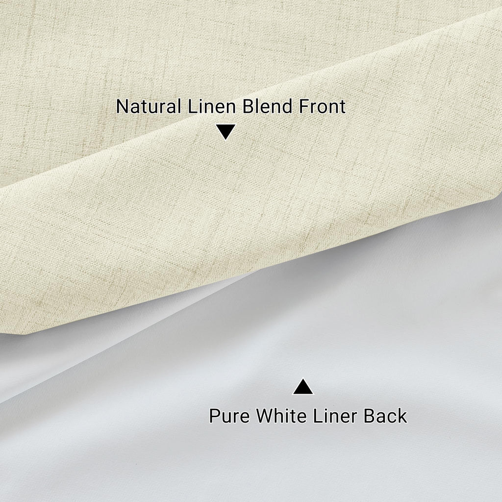 100% Blackout Linen Drapes Sliding Glass Door Curtains 96 Inch