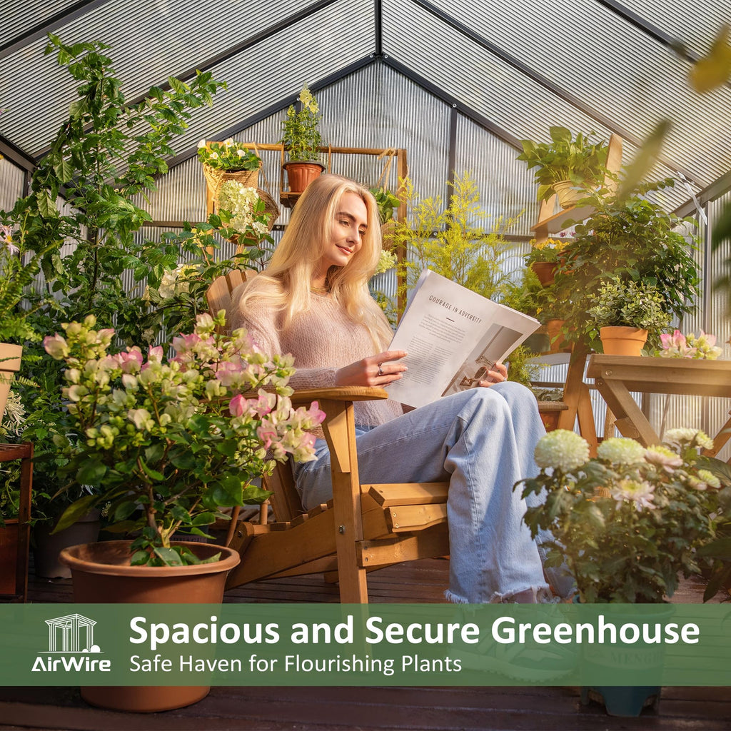 8×12 FT Walk-in Polycarbonate Greenhouse for Outdoor