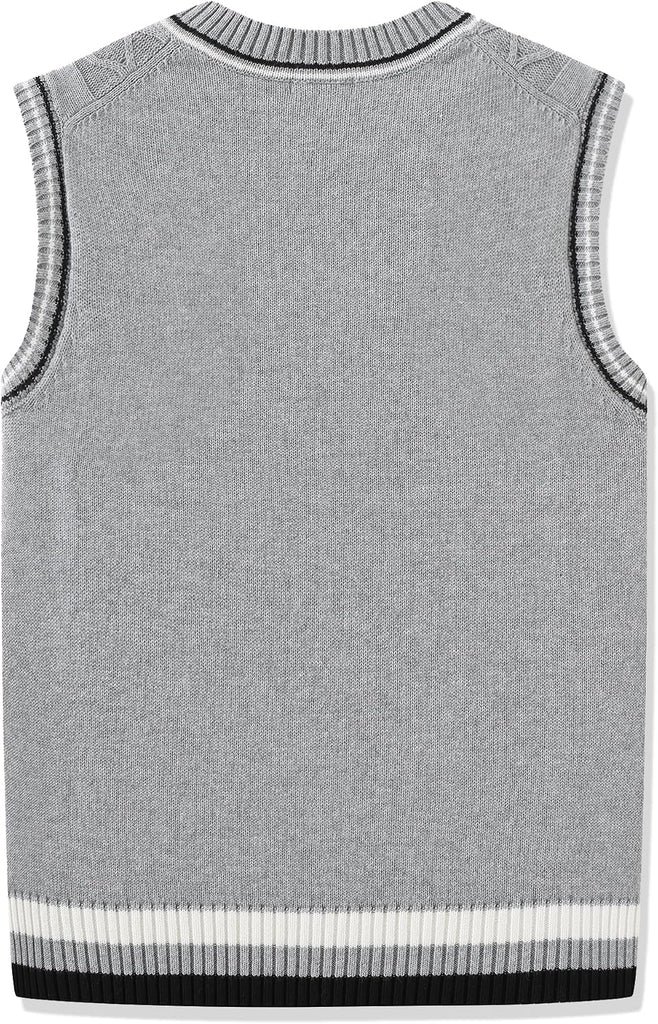 Boys Sweater Vest Cotton Kids Uniform Vest Sleeveless Knit Pullover