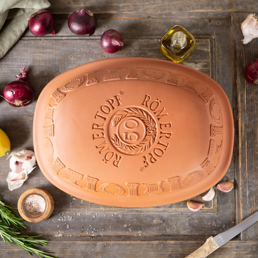 Romertopf Clay Roaster | 50 Years Anniversary Edition | Non-Stick Dutch Oven | Healthy Pot Cooking | Clay Baker