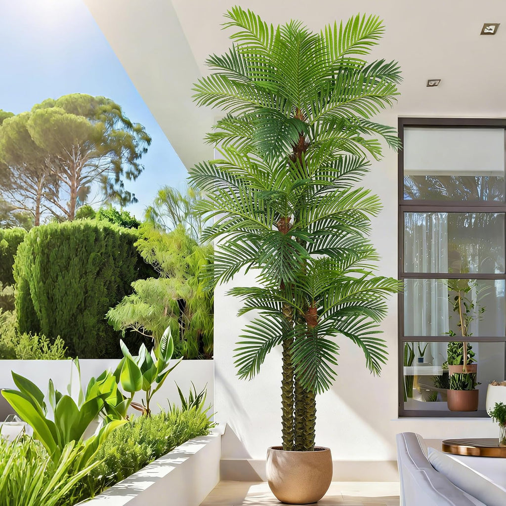 Palm Tree 10FT Tall Large Faux Trees with Realistic Leaves, Fake Floor Potted Artificial Plants Living Room Decor