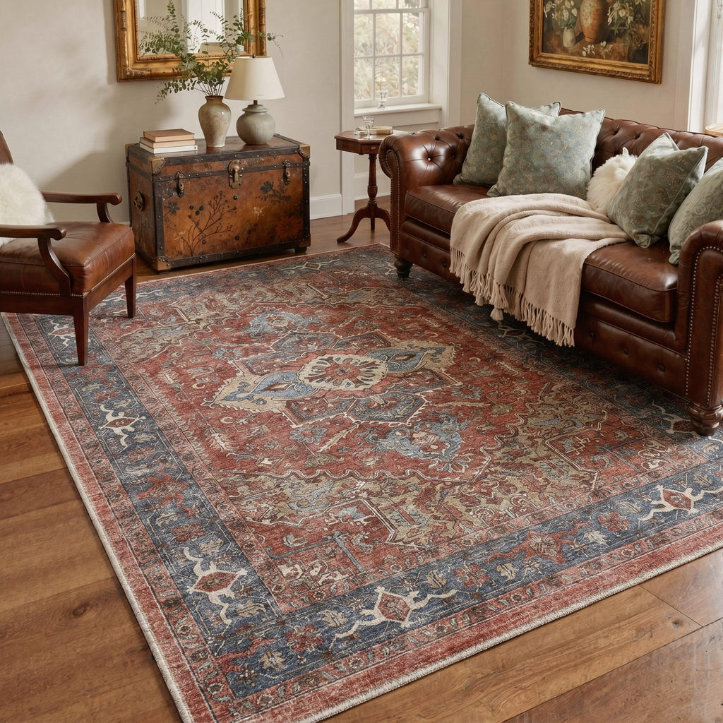 Area Rug, Washable Boho Medallion Non Slip Thin