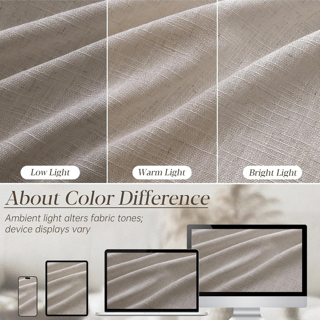 Pinch Pleated Linen Curtains 90 Inches Long 2 Panels for Living Room Bedroom Light Filtering Curtain Memory Shape