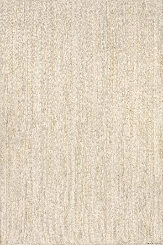 12x15 Rigo Jute Hand Woven Area Rug, Off White, Solid Farmhouse Design, Natural Fiber