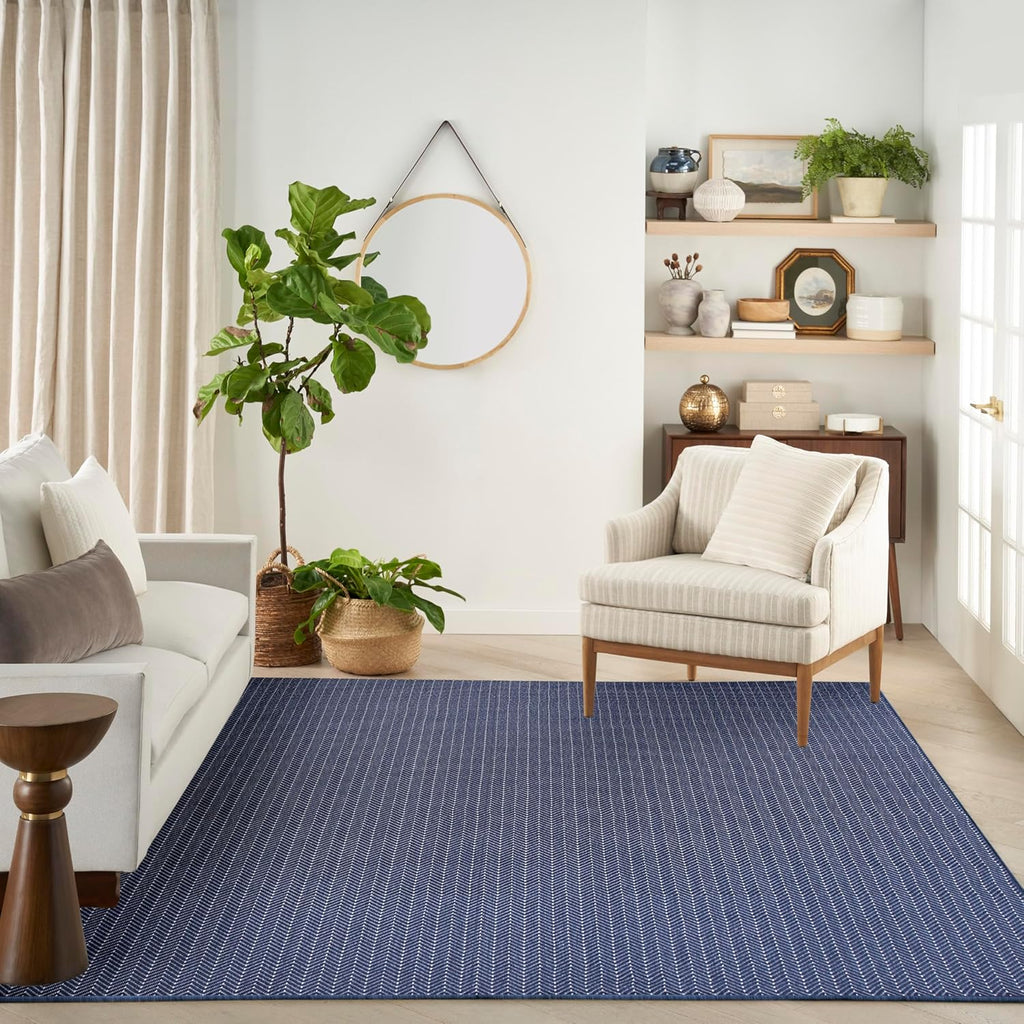 Home Horizon Indoor/Outdoor Navy 8' x 10' Area Rug - Easy Clean, Non Shedding, Bed Room, Living Room