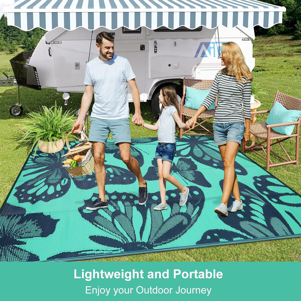 Outdoor Rug Waterproof 8x10 ft, Patio Plastic Straw Rugs for RV Camping, Reversible Mat Outside, Indoor Outdoor Large