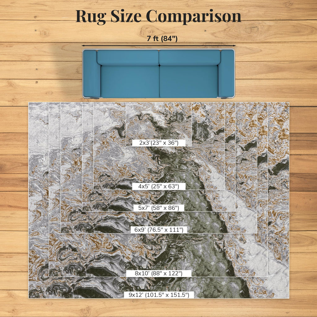 Marble Swirl Abstract Area Rug, Green