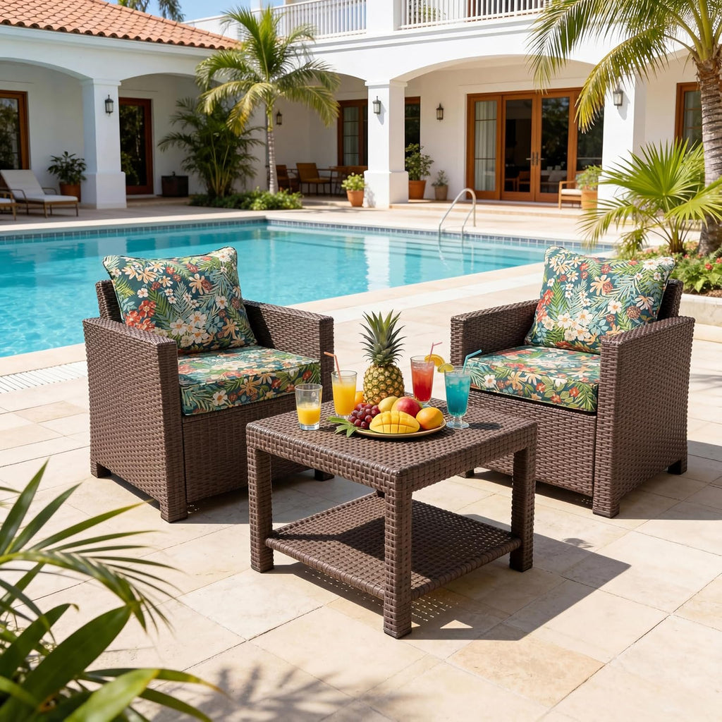 Outdoor Chairs Cushions with Back, Zippered Patio Back&Seat Cushion, 24" x 24" Waterproof Deep Seat Cushions
