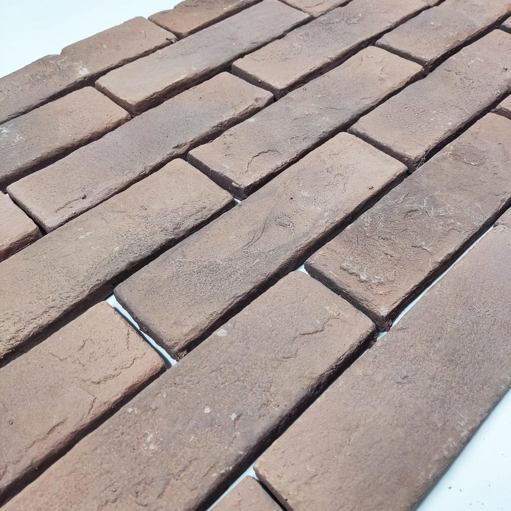 20 Pcs Brown Thin Wall Brick Veneers, 2.4in x 7.9in Backsplash, Fireplace, Living Room, Interior and Exterior Wall