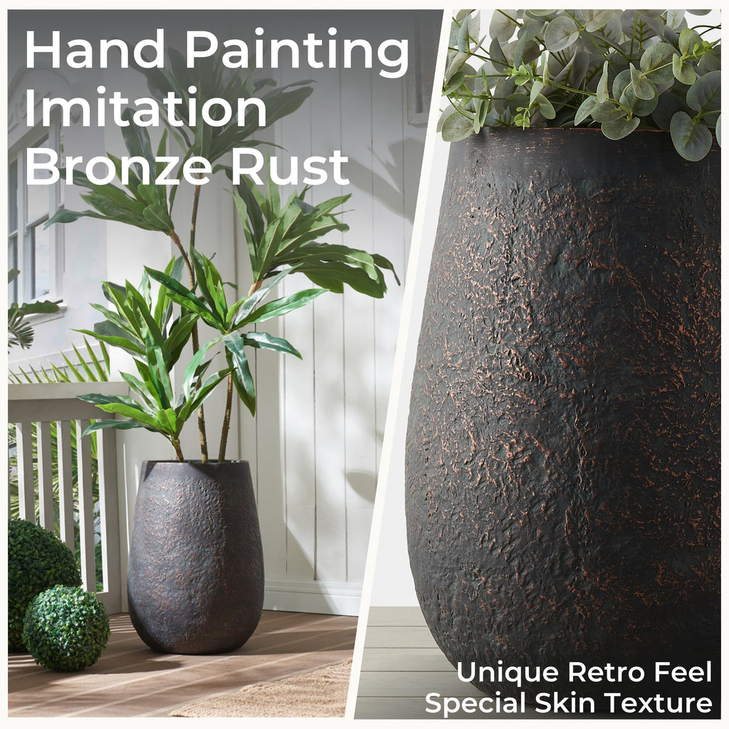 19.7" Weathered Concrete Planter with Drainage Hole for Outdoor Indoor