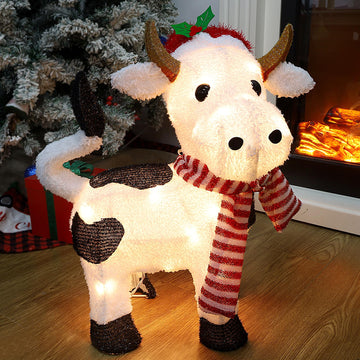 21" H Christmas Yard Decoration, 3D Pre-lit Cow