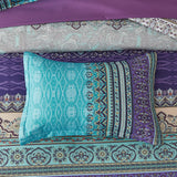 Cottolester Boho Comforter Set Queen 8 Piece Bed in a Bag Bohemian Striped Bedding Quilt Set Aqua Paisley Floral