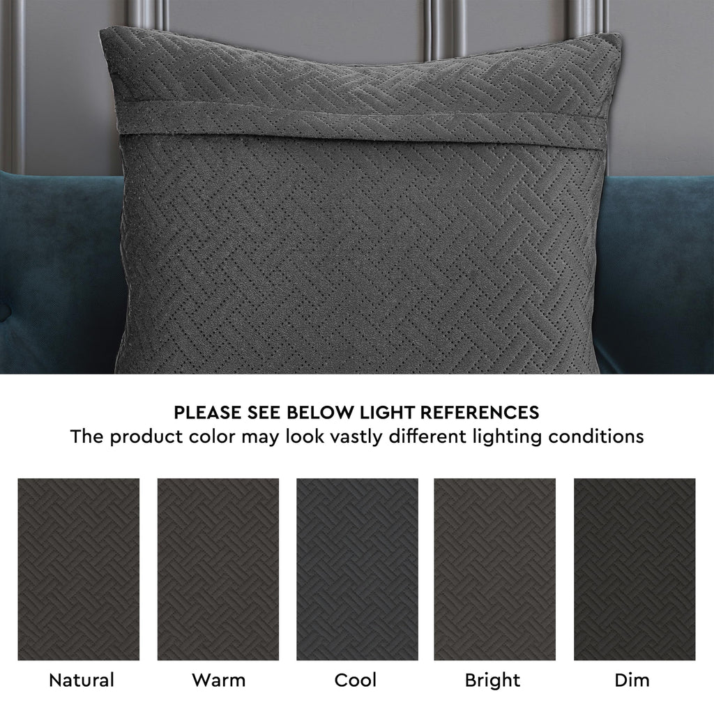 XO Velvet Throw Pillow Covers, No Inserts 20"x20" Dark Grey
