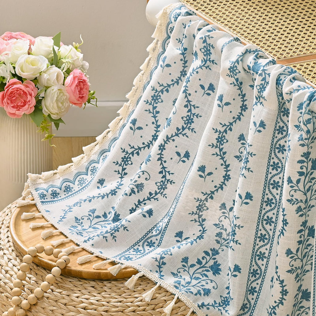 Boho Valance Curtains Vintage Linen Kitchen Valances for Windows Light Filtering Bohemian Floral Valance Rod Pocket