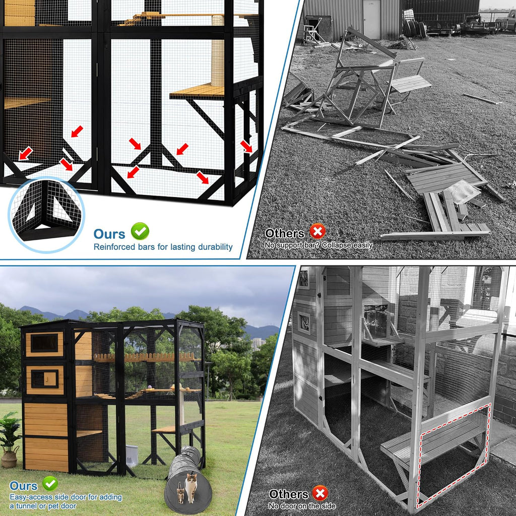 Catio Outdoor Cat Enclosure, 6 Platforms, Walk-in Door, Window Access
