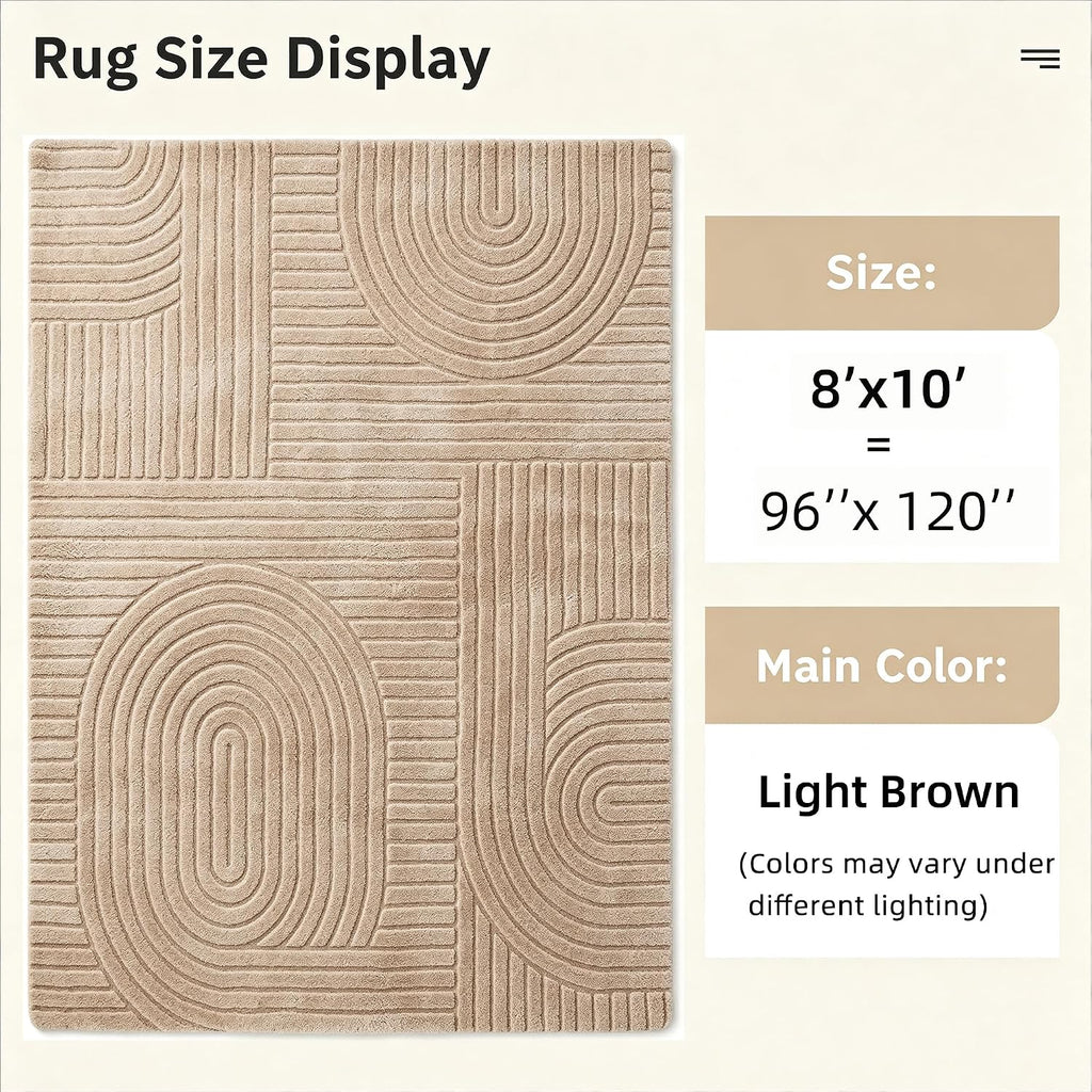 Brown Solid Area Rug, Washable Non Slip Rugs
